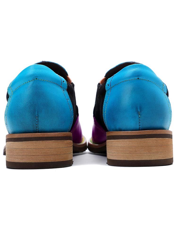 Bohemian Painted Brogue Genuine Leather Shoes Flat by Colorstepshoes – Don't Panic Shoes