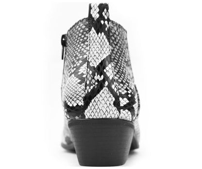 Bolano Adder Men’S Black And White Exotic Snake Leather Ankle Boots Boots by Bolano – Don't Panic Shoes