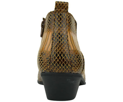 Bolano Adder Men's Exotic Leather Ankle Boot Cognac Snake Boots by Bolano – Don't Panic Shoes