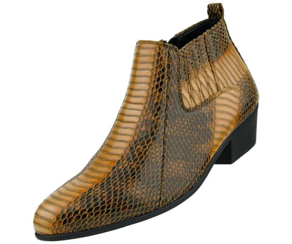 Bolano Adder Men's Exotic Leather Ankle Boot Cognac Snake Boots by Bolano – Don't Panic Shoes