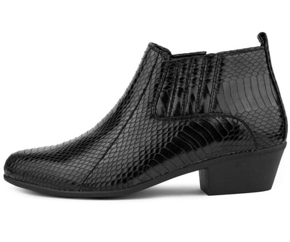 Bolano Adder Men's Exotic Snake Black Leather Ankle Boots Boots by Bolano – Don't Panic Shoes