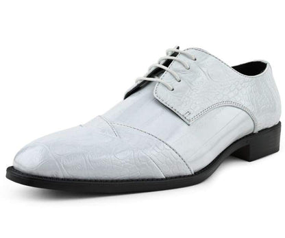 Bolano Bandit Men's Oxford White Croc Dress Shoes Oxfords by Bolano – Don't Panic Shoes
