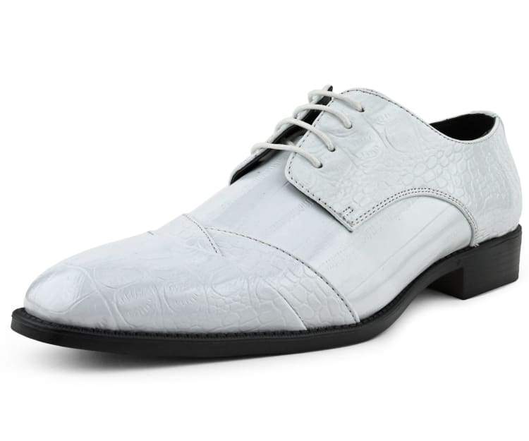 Bolano Bandit Men's Oxford White Croc Dress Shoes Oxfords by Bolano – Don't Panic Shoes