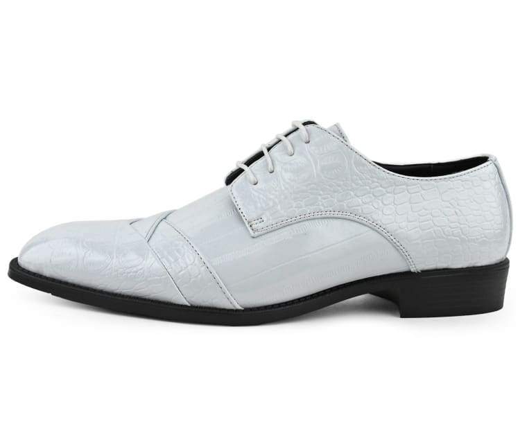 Bolano Bandit Men's Oxford White Croc Dress Shoes Oxfords by Bolano – Don't Panic Shoes