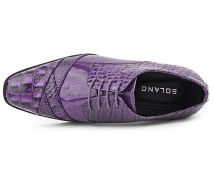Bolano Bandit Men's Purple Croc Lace Up Dress Shoes Oxfords by Bolano – Don't Panic Shoes