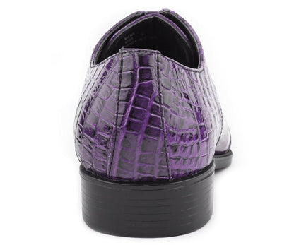 Bolano Bandit Men's Purple Croc Lace Up Dress Shoes Oxfords by Bolano – Don't Panic Shoes