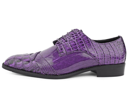 Bolano Bandit Men's Purple Croc Lace Up Dress Shoes Oxfords by Bolano – Don't Panic Shoes