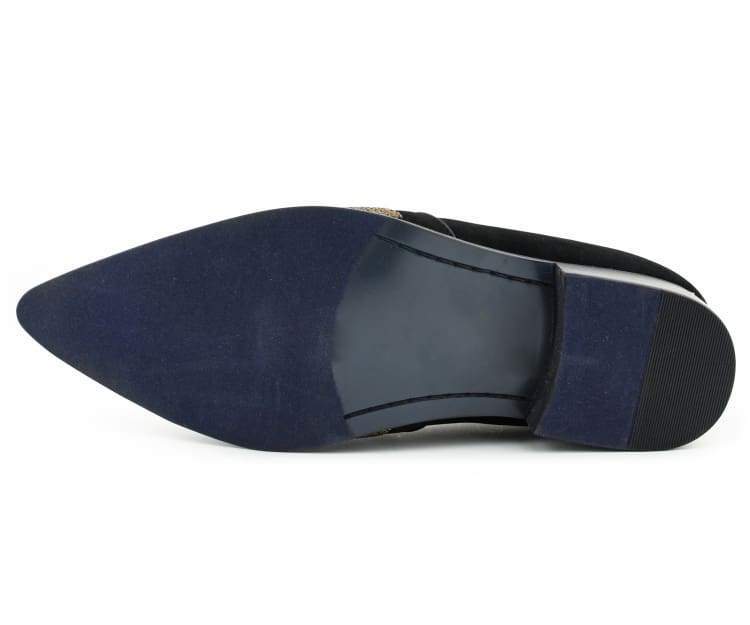 Bolano Dezzy Sparkling Gold Glitter Men's Tuxedo Slip On Dress Shoes Smoking Slippers by Bolano – Don't Panic Shoes