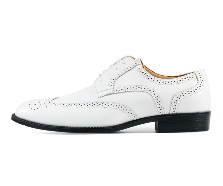 Bolano Elwyn Men’S White Leather Derby Brogue Shoes – Clean Classic Craft With Modern Dress Elegance Oxfords by Bolano – Don't Panic Shoes
