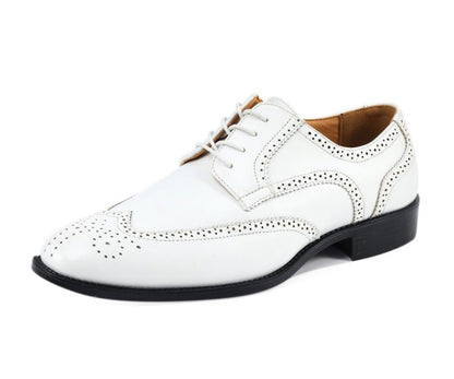 Bolano Elwyn Men’S White Leather Derby Brogue Shoes – Clean Classic Craft With Modern Dress Elegance Oxfords by Bolano – Don't Panic Shoes
