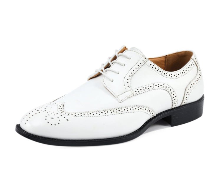 Bolano Elwyn Men’S White Leather Derby Brogue Shoes – Clean Classic Craft With Modern Dress Elegance Oxfords by Bolano – Don't Panic Shoes
