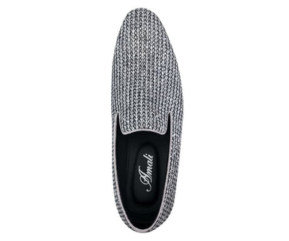 Bolano Emelio Silver Glitter Encrusted Men's Formal Slip On Dress Shoe Smoking Slippers by Bolano – Don't Panic Shoes
