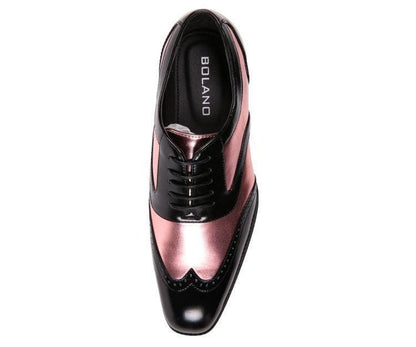 Bolano LawSon Elegant Metallic Oxfords Men’s Rose Gold Black Oxfords by Bolano – Don't Panic Shoes