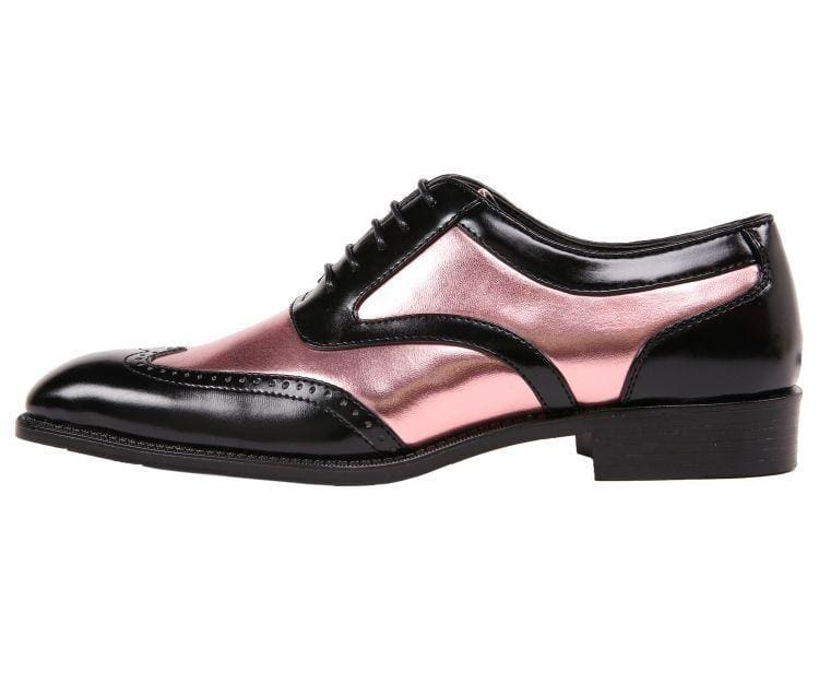 Bolano LawSon Elegant Metallic Oxfords Men’s Rose Gold Black Oxfords by Bolano – Don't Panic Shoes