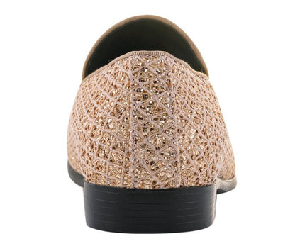 Bolano Sarlo Gold Glitter Lattice Tuxedo Slippers For Women Smoking Slippers by Bolano – Don't Panic Shoes