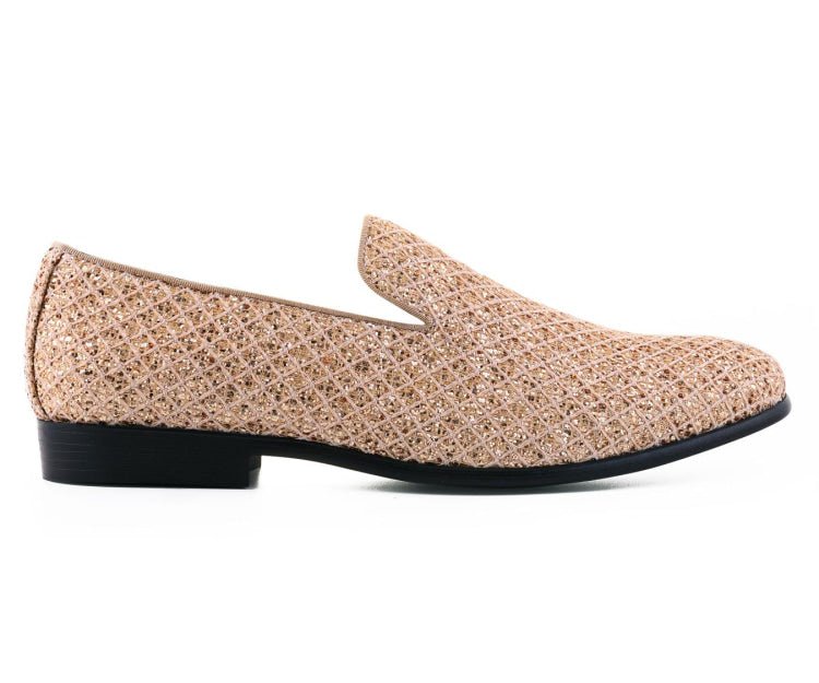 Bolano Sarlo Gold Glitter Lattice Tuxedo Slippers For Women Smoking Slippers by Bolano – Don't Panic Shoes