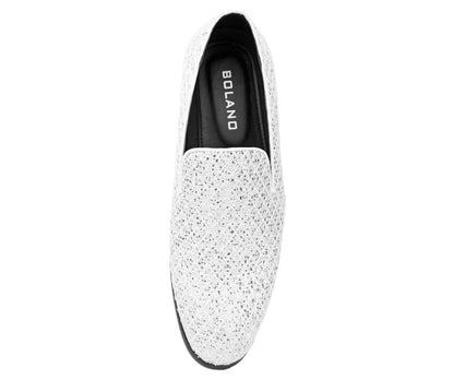 Bolano Sarlo White Men's Glitter Loafers Loafers by Bolano – Don't Panic Shoes