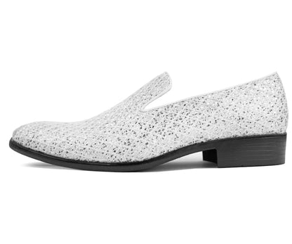 Bolano Sarlo White Men's Glitter Loafers Loafers by Bolano – Don't Panic Shoes