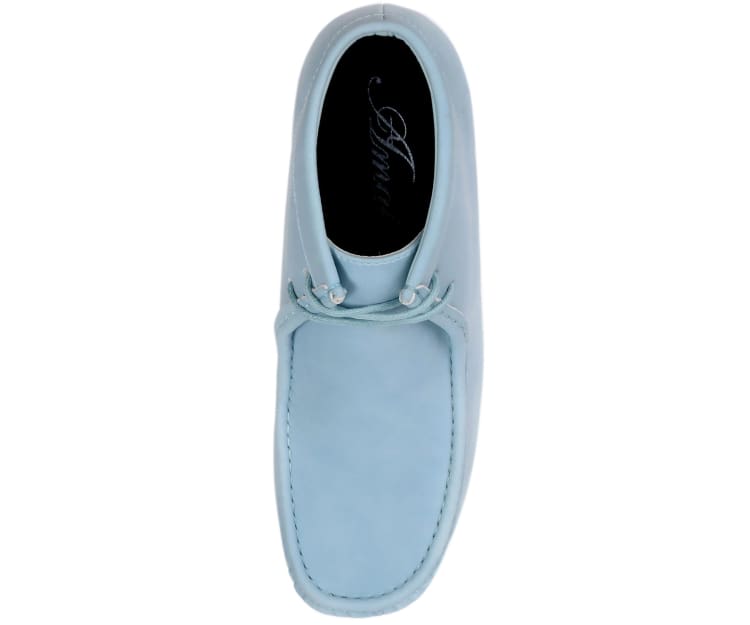 Side view of Jason2 Sky Blue athletic shoe with comfortable padded collar and lace-up closure