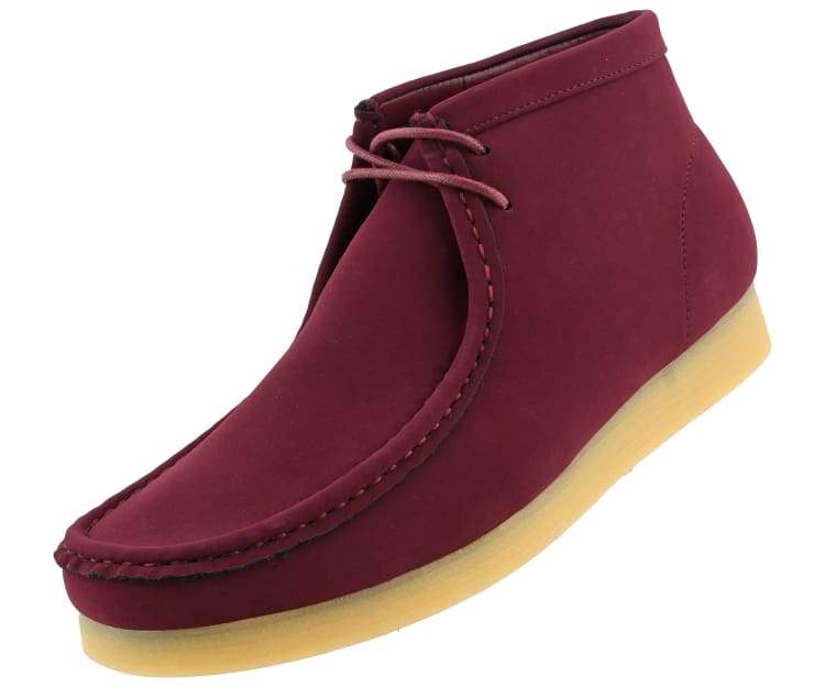  Side view of the Jason2 Burgundy shoes highlighting the sturdy rubber outsole and classic design