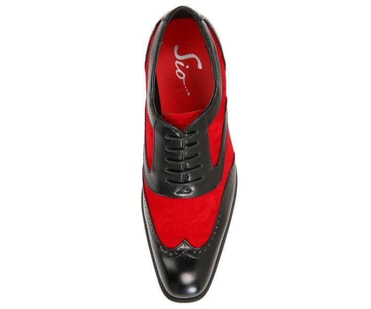 Brighton Wingtip Men's Red And Black Leather Wingtip Dress Shoes Oxfords by Sio – Don't Panic Shoes