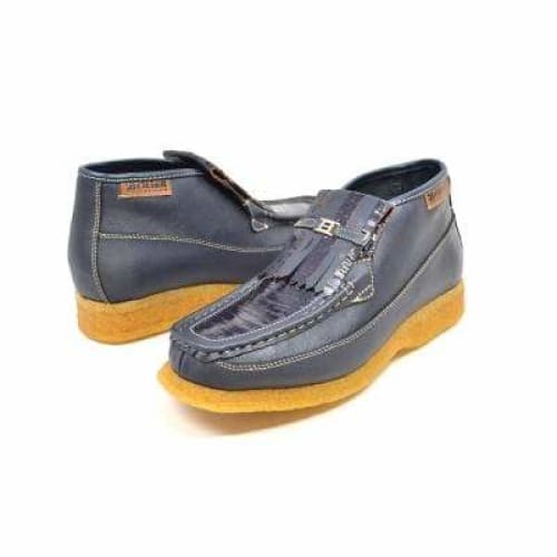 British Walkers Apollo 2 Men's Navy Blue Snake Leather And Suede Shoes by British Walkers – Don't Panic Shoes