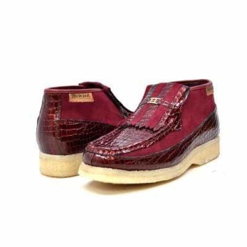British Walkers Apollo Croc Men's Burgundy Crocodile Leather And Suede Limited Edition Style Chukka Boots Shoes by British Walkers – Don't Panic Shoes