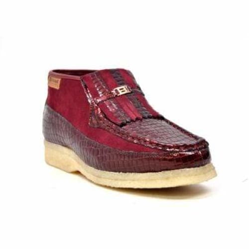 British Walkers Apollo Croc Men's Burgundy Crocodile Leather And Suede Limited Edition Style Chukka Boots Shoes by British Walkers – Don't Panic Shoes