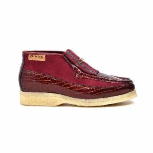 British Walkers Apollo Croc Men's Burgundy Crocodile Leather And Suede Limited Edition Style Chukka Boots Shoes by British Walkers – Don't Panic Shoes