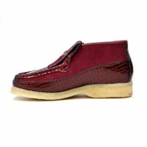 British Walkers Apollo Croc Men's Burgundy Crocodile Leather And Suede Limited Edition Style Chukka Boots Shoes by British Walkers – Don't Panic Shoes