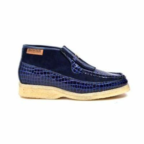 BritiSh Walkers Apollo Croc Men’s Navy Blue Crocodile Leather & Suede Chukka Boots – Handcrafted Limited Edition Icon Of Modern British Prestige Shoes by British Walkers – Don't Panic Shoes