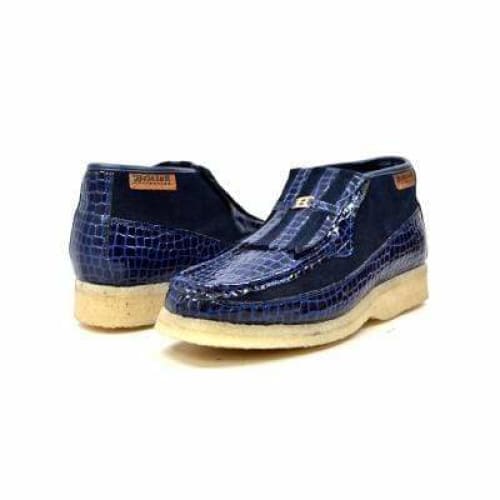 BritiSh Walkers Apollo Croc Men’s Navy Blue Crocodile Leather & Suede Chukka Boots – Handcrafted Limited Edition Icon Of Modern British Prestige Shoes by British Walkers – Don't Panic Shoes