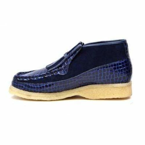 BritiSh Walkers Apollo Croc Men’s Navy Blue Crocodile Leather & Suede Chukka Boots – Handcrafted Limited Edition Icon Of Modern British Prestige Shoes by British Walkers – Don't Panic Shoes