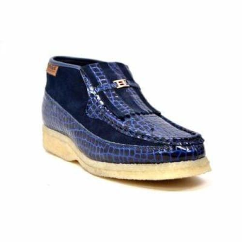 BritiSh Walkers Apollo Croc Men’s Navy Blue Crocodile Leather & Suede Chukka Boots – Handcrafted Limited Edition Icon Of Modern British Prestige Shoes by British Walkers – Don't Panic Shoes