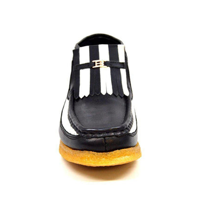 British Walkers Apollo Men's Black And White Leather Slip On Shoes by British Walkers – Don't Panic Shoes