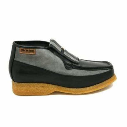 BritiSh Walkers Apollo Men’s Black & Gray Leather–Suede Slip - On Boots – Handcrafted Crepe - Sole Classic Of Modern British Style Shoes by British Walkers – Don't Panic Shoes