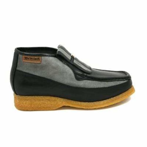 BritiSh Walkers Apollo Men’s Black & Gray Leather–Suede Slip - On Boots – Handcrafted Crepe - Sole Classic Of Modern British Style Shoes by British Walkers – Don't Panic Shoes