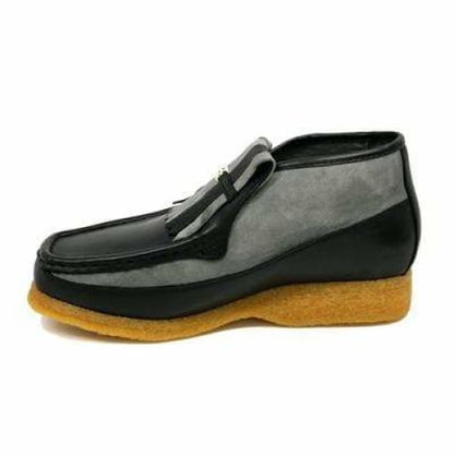 BritiSh Walkers Apollo Men’s Black & Gray Leather–Suede Slip - On Boots – Handcrafted Crepe - Sole Classic Of Modern British Style Shoes by British Walkers – Don't Panic Shoes