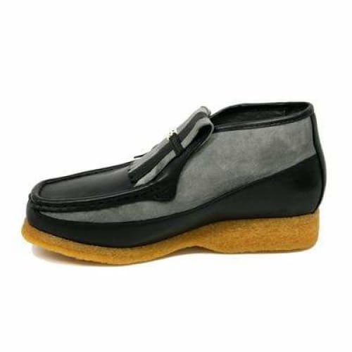 BritiSh Walkers Apollo Men’s Black & Gray Leather–Suede Slip - On Boots – Handcrafted Crepe - Sole Classic Of Modern British Style Shoes by British Walkers – Don't Panic Shoes