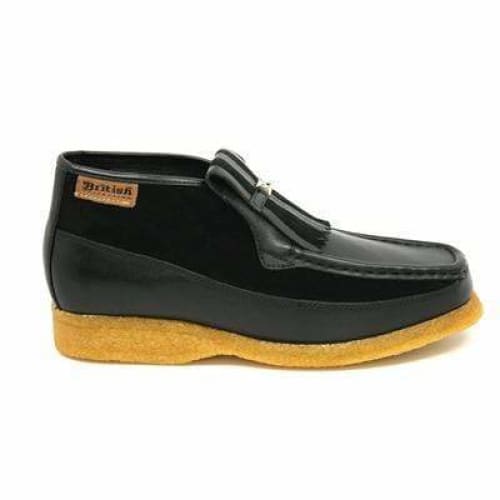 British Walkers Apollo Men's Black Leather And Suede Crepe Sole Slip On Boots