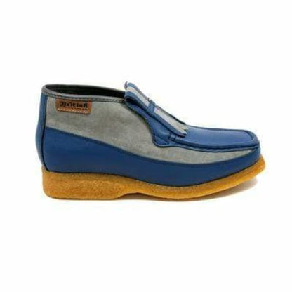 BritiSh Walkers Apollo Men’s Blue Leather & Gray Suede Slip - On Boots – HAndcrafted Crepe - Sole Blend Of Modern Style and British Craftsmanship Shoes by British Walkers – Don't Panic Shoes