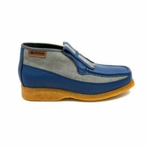 BritiSh Walkers Apollo Men’s Blue Leather & Gray Suede Slip - On Boots – HAndcrafted Crepe - Sole Blend Of Modern Style and British Craftsmanship Shoes by British Walkers – Don't Panic Shoes