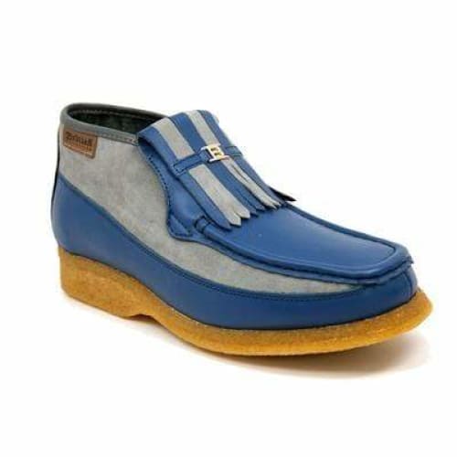 BritiSh Walkers Apollo Men’s Blue Leather & Gray Suede Slip - On Boots – HAndcrafted Crepe - Sole Blend Of Modern Style and British Craftsmanship Shoes by British Walkers – Don't Panic Shoes