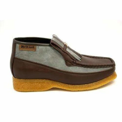 BritiSh Walkers Apollo Men’s Brown Leather & Gray Suede Slip - On Boots – HAndcrafted Crepe - Sole Essential Of Everyday Luxury and Modern British Style Shoes by British Walkers – Don't Panic Shoes