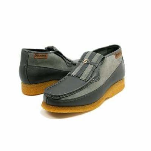BritiSh Walkers Apollo Men’s Gray Leather & Suede Slip - On Boots – Handcrafted Crepe - Sole Classic Of Modern British Refinement Shoes by British Walkers – Don't Panic Shoes