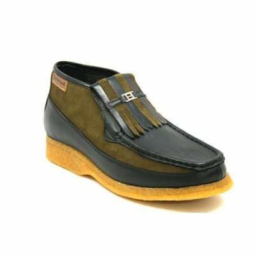British Walkers Apollo Men's Green Leather And Suede Crepe Sole Slip On Boots