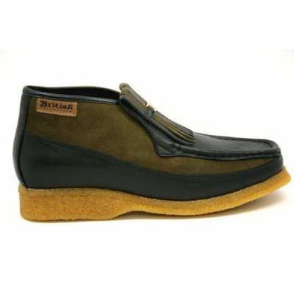 BritiSh Walkers Apollo Men’s Green Leather & Suede Slip - On Boots – Handcrafted Crepe - Sole Expression Of Modern British Style Shoes by British Walkers – Don't Panic Shoes