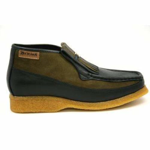 BritiSh Walkers Apollo Men’s Green Leather & Suede Slip - On Boots – Handcrafted Crepe - Sole Expression Of Modern British Style Shoes by British Walkers – Don't Panic Shoes