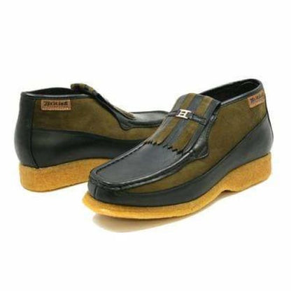 BritiSh Walkers Apollo Men’s Green Leather & Suede Slip - On Boots – Handcrafted Crepe - Sole Expression Of Modern British Style Shoes by British Walkers – Don't Panic Shoes