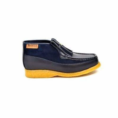 British Walkers Apollo Men's Navy Leather and Suede Crepe Sole Slip On Boots